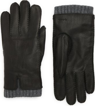 Vince Hand Sewn Cashmere Lined Leather Gloves in Charcoal at Nordstrom, Size Large