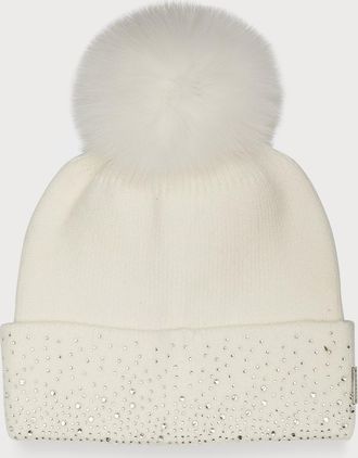 Gorski Embellished Toscana Lamb Pom Knit Beanie