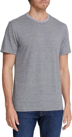 AG - Adriano Goldschmied Bryce Stripe Crewneck Cotton T-Shirt in Heather Grey/True Black at Nordstrom, Size X-Large