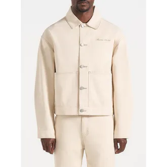 Mani&egrave;re De Voir Damien Boxy Fit Denim Jacket in Cream at Nordstrom, Size Xx-Large