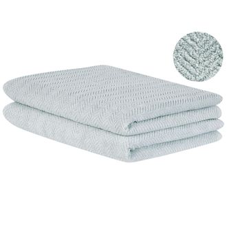Beliani Beliani - Conjunto De 2 Toallas De Algod&oacute;n Verde Menta Chevron Textura Suave Ba&ntilde;o Mitiaro