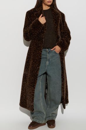 Rotate Animal Print Coat, Womens, Brown