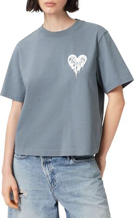 AllSaints Trip Lisa Boxy Cotton Graphic T-Shirt in Lunar Blue at Nordstrom, Size X-Small