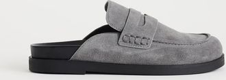 Topshop Addie - Sabot stile mocassino in vero camoscio grigio