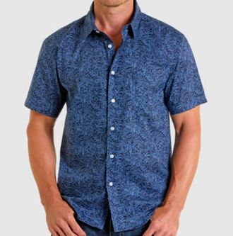 Panhandle Mens Slim Natural Modern Vintage Paisley Shirt In Navy