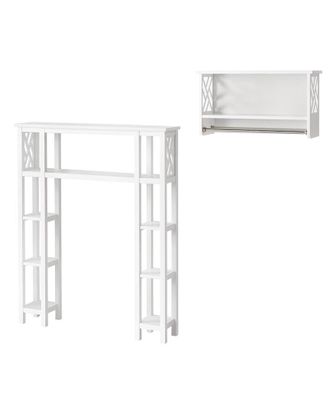Alaterre Coventry Over Toilet Open Shelving Unit With Left & Right Side Shelves, Shelf With Two Towel Rods