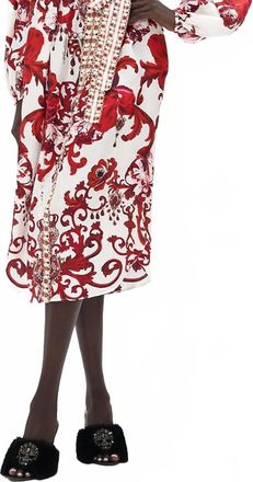 Camilla Blouson Sleeve Midi Dress In Crown Of Thorns