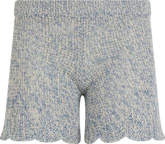 Red Valentino Soft Shorts met Golvende Zoom - Dames - Korte Broeken - Blauw - S - Katoen - Korte Broeken