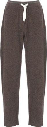 Brunello Cucinelli Broeken, Dames, Bruin, S, Wol, Bruine Wol Kasjmier Elastische Taille Broek