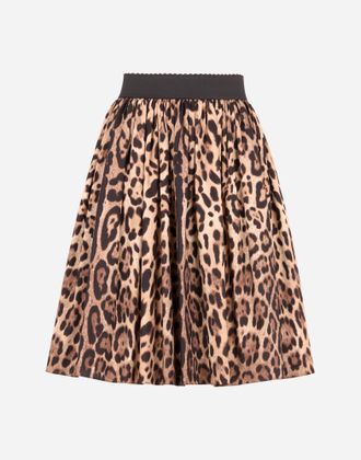 Dolce & Gabbana Leopard-print Poplin Circle Skirt - Woman Skirts Animal Print 44