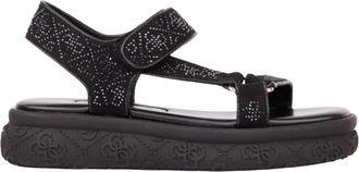 Guess Lode 4G-Logo Sandaal - Dames - Sandalen - Zwart - 38 EU - Katoen - Schoenen