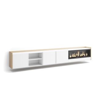 Skraut Home Skraut Home - Mueble Tv, Televisi&oacute;n, Muebles De Sal&oacute;n, Almacenaje, 315x35x50cm, Para Tv Hasta 80, Chimenea El&eacute;ctrica Xxl, Colgado, Suspendido, Estilo 