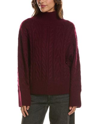 Fort&eacute; Cashmere Luxe Cable Mock Neck 100% Cashmere Pullover