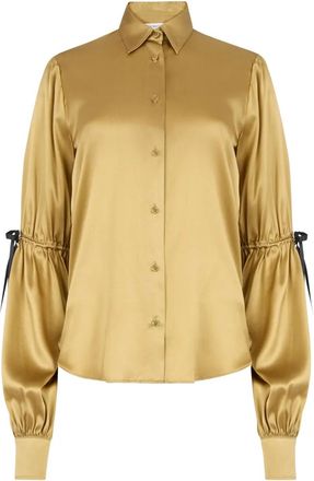 Nina Ricci bow-silk shirt - women - Silk/Polyester - 34 - Gold