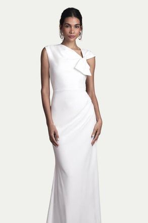 Coast Bow Detail Crepe Wedding Dress in Ivory at Nordstrom, Size 12