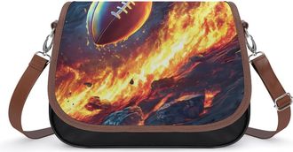 Generic Football Flame Lavas Crossbody Bags for Women Fashion Leather Shoulder Handbags With Adjustable Strap