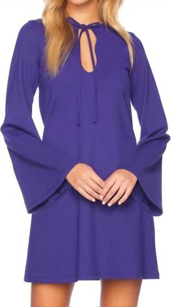 Susana Monaco Bell Sleeve Keyhole Tie Dress In Frozen Lake