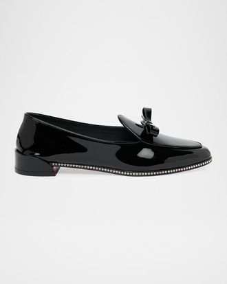Christian Louboutin Mocastrass Embellished Patent Leather Loafers