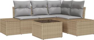 vidaXL Garden Sofa Set 5 pcs Beige Poly rattan Vidaxl