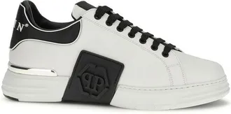 Philipp Plein White Calf Leather Bos Taurus Low Top Mens Sneakers