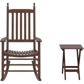 vidaXL Silla Mecedora Con Mesa Plegable Madera Maciza De &Aacute;lamo Marr&oacute;n Vidaxl