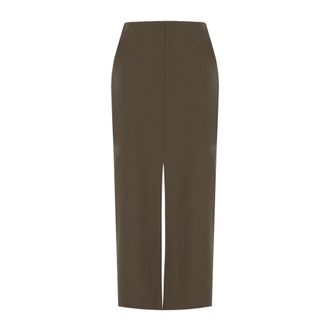 Harris Wharf London Midi Skirts, female, Brown, M, Taupe Brown Midi Skirt with Slit
