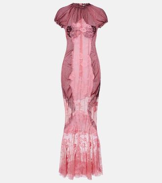 The Attico Sheer lace and mesh maxi dress