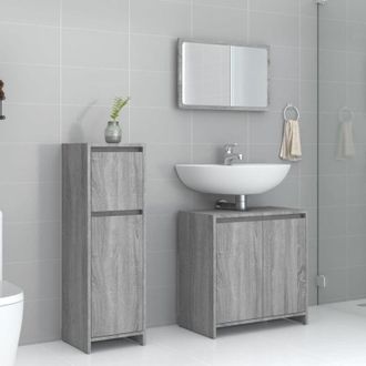 vidaXL Vidaxl - Set De Muebles De Ba&ntilde;o 3 Pzas Madera Contrachapada Gris Sonoma