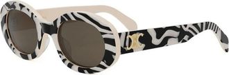 Celine Celine - Triomphe Oval Zonnebril - Dames - Accessoires - Zwart - Maat: 52 MM