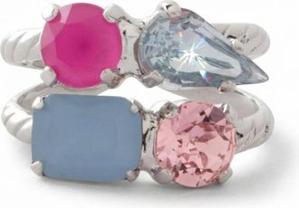 Sorrelli Womens Moxie Stacked Ring In Silver/ Multi