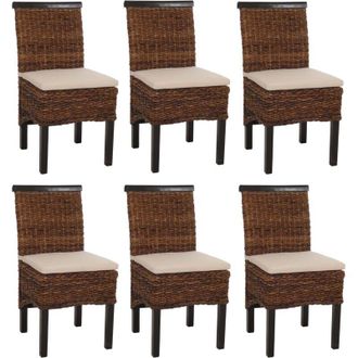 Hhg [NON UTILIZZATO] Set 6x sedie intreccio di banano eleganti soggiorno sala pranzo M45 gambe scure con cuscini