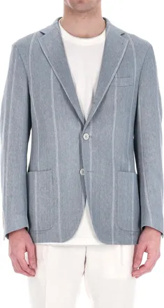 Eleventy Comfort Linen-Cotton Checked Jacket