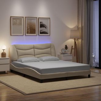 vidaXL Con Led Sin Colch&oacute;n Tela Color Crema 160x200 Cm Vidaxl