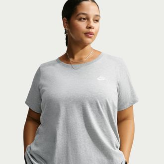 Nike Womens Nike Sportswear Club Essentials T-Shirt (Plus Size) in Grey | FD0646-064