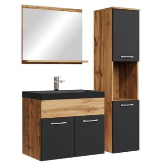 Badplaats Conjunto De Muebles De Ba&ntilde;o Montreal 60 X 35 Cm - Roble Con Negr