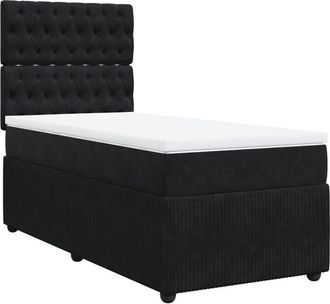 vidaXL Cama Box Spring Con Colch&oacute;n Terciopelo Negro 100x200 Cm Vidaxl