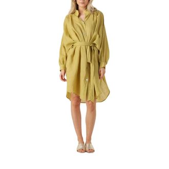 Greek Archaic Kori Dames, Jurken, Groen, Maat: S Linnen