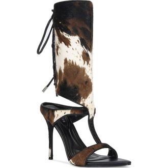 Azalea Wang Boudier Faux Calf Hair Sandal in Cow at Nordstrom, Size 8.5