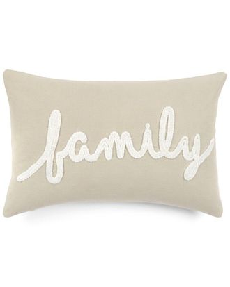 Triangle Home Fashions Lush Decor Family Chenille Embroidery Script Cotton Decorative Pillow
