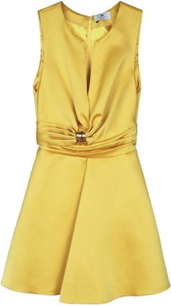 Elisabetta Franchi Yellow V-Neck Mini Dress