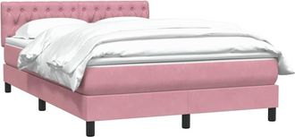 vidaXL Cama Box Spring Con Colch&oacute;n Terciopelo Rosa 140x210 Cm Vidaxl
