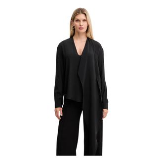 Simona Corsellini Top de Manga Larga Drapeado - Blouses & Shirts - Mujer - Negro - XS