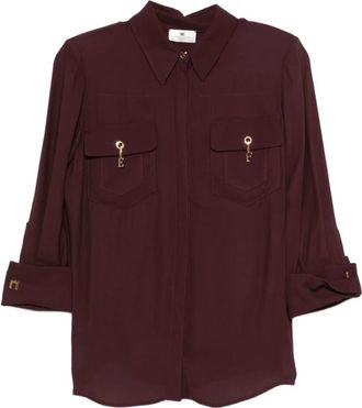 Elisabetta Franchi Bordeaux Klassieke Kraag Shirt Charme Details - Dames - Overhemden - Bruin - XS - Overhemden