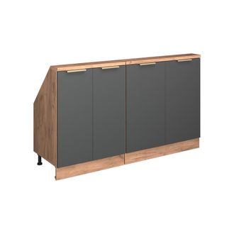 Vicco Armario De Cocina Para Techo Inclinado R-line, Oro Antracita/roble Dorado, 140 Cm Lote De 2, Vicco