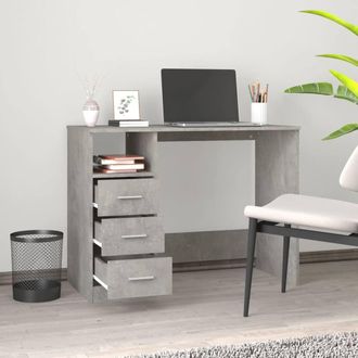 Berkfield Home Elegant Desk with Drawers Concrete Grey 102x50x76 cm Engineered Wood | Size: 102 x 50 x 76 cm