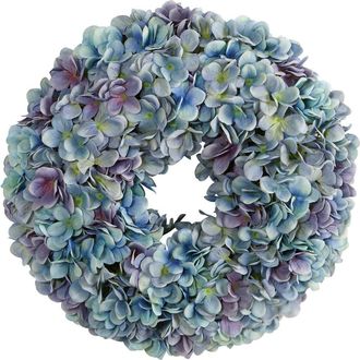 Nearly Natural 16-in Hydrangea Artificial Wreath in Blue at Nordstrom