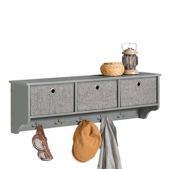 SoBuy Perchero Moderno De Pared Estanter&iacute;a De Pared Con 5 Ganchos Y 3 Cajones L100 Cm Sobuy Frg282-hg Es