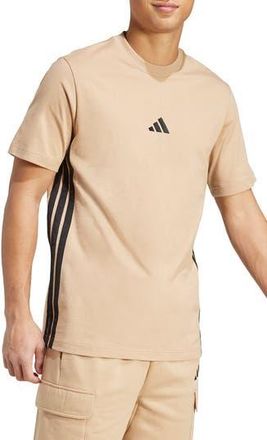 adidas 3-Stripes Cotton T-Shirt in Warm Sandstone/Black at Nordstrom Rack, Size X-Large