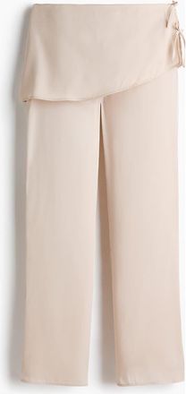 H&M Skirt-layered Satin Trousers in Light Beige at Nordstrom, Size 20