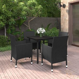 vidaXL Set Comedor De Jard&iacute;n 5 Pzas Y Cojines Rat&aacute;n Sint&eacute;tico Y Vidrio Vidaxl